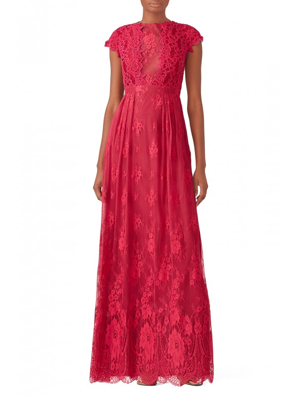 Berry Floral Lace Gown