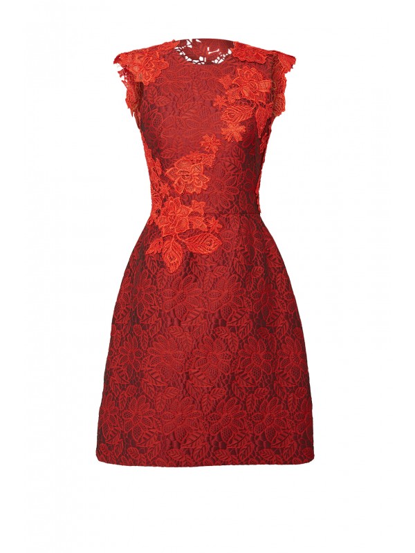 Crimson Floral Dress