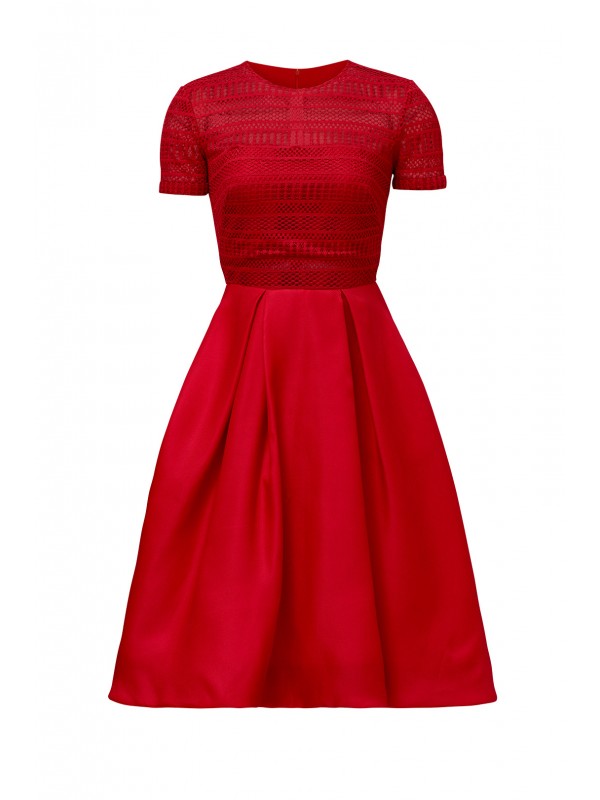 Red Contrast Top Ballerina Dress