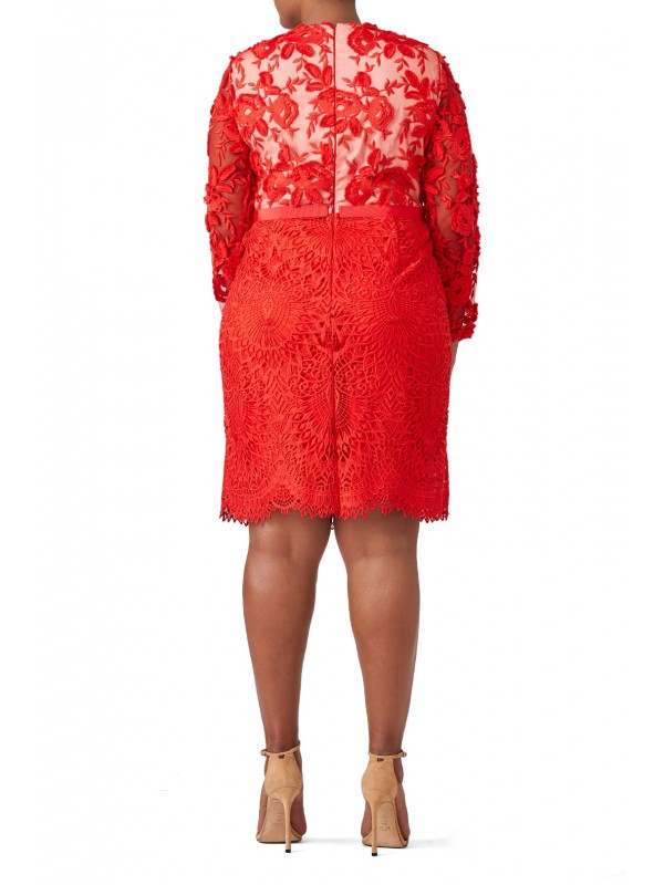 Red Lace Floral Sheath