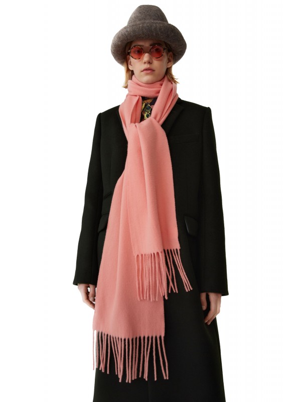 Skinny fringed scarf pale pink